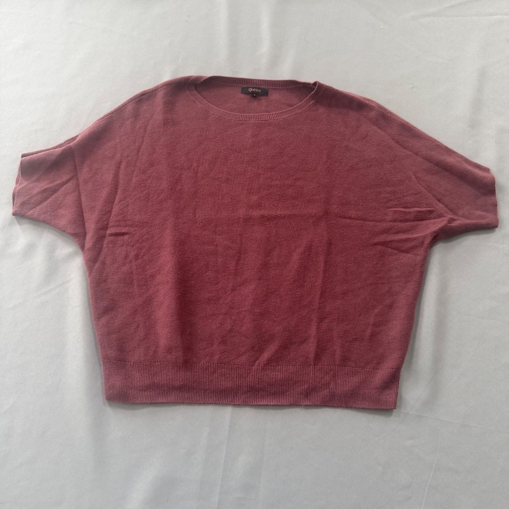 Quince Cotton Cashmere Link-Stitch Dolman Sweater Crushed Berry Purple Small